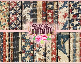 Patriotic Junk Journal Kit: 4th of July Printable Paper (PDF)