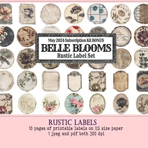 Rustic Labels | Junk Journal Grunge Labels | Printable Ephemera | Journal Stickers | Cloth Tag Printable | Printable Embellishment