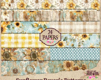 Sunflower Junk Journal Paper: Bohemian Collage Ephemera (Digital Download)