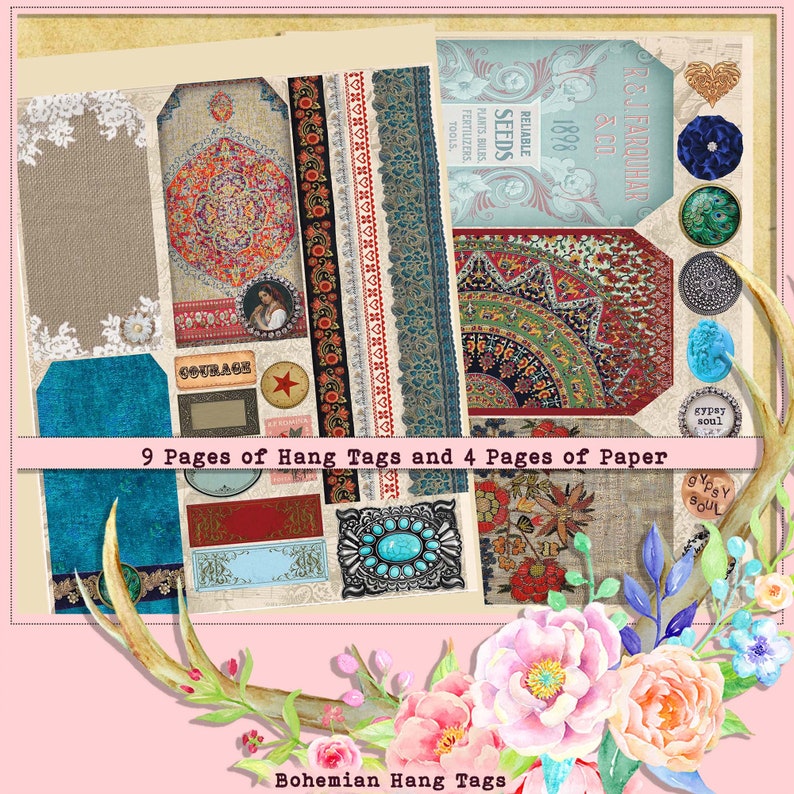 Junk Journal Ephemera Kit Vintage Bohemian, Gypsy, Romany Ephemera ...