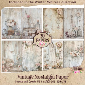 Nostalgic Antique Junk Journal Paper | Junk Journal | Lace Mixed Media Journal Pages | Digital Ephemera | Distressed Collage Vintage