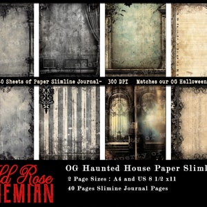 Haunted House Printable Paper, Halloween Haunted House Junk Journal Kit, slimline Halloween Junk Journal Ephemera, Junk Journal Haunted