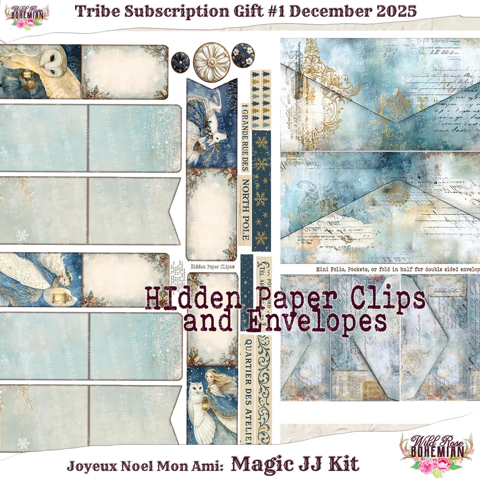 Winter Blue Christmas Fantasy Wonderland Junk Journal Kit, Printable ...