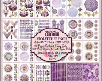 Marie Antoinette Fussy Cuts: Rococo Dressforms, Corsets (PNG, PDF)