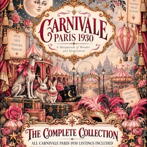 Paris Circus Carnival Junk Journal Kit, Printable Journal Pages, Digital Download, Ephemera Kit, Scrapbook Paper, Paper Collection