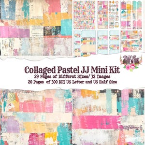 Mixed Media Junk Journal Kit | Junk Journal | Happy Pastel Mixed Media Journal  | Digital Ephemera | Distressed Collage Whimsy | Art Journal