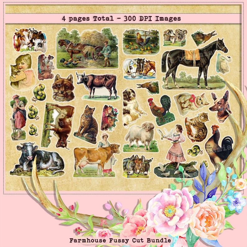 Farm Clipart Farm Animal Graphics or Stickers for Junk Etsy
