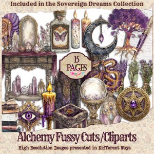 ALchemy Clipart and Fussy Cuts, Mystic Clipart, Alchemist CLipart, Witch Clipart, Mystical Transparent pngs and fussy cuts