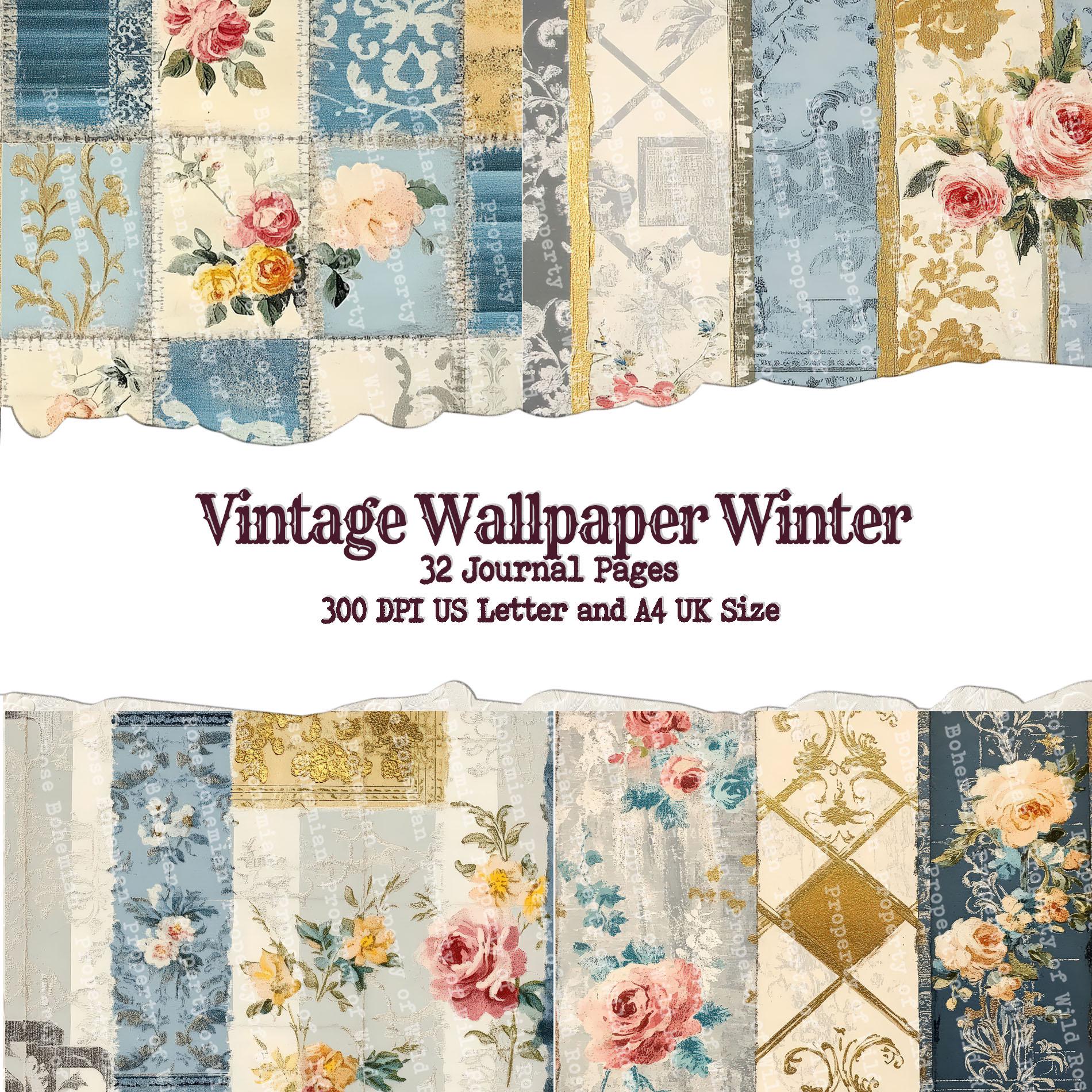 Vintage Floral Wallpaper: Winter Journal Pages (Digital Download)