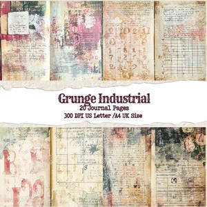 Mixed Media Grungy Industrial Digital Printable, Printable Steampunk Paper,  Junk Journal Grungy Industrial Paper Digital Printable