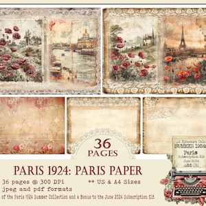 Paris 1920 Paper, Rural Cottage Core French Paper, Damask Paper, Vintage French Patterns, Shabby Chic Red French Paper, French