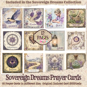 Word Prayer Cards | Mystic Printable Flash Cards  | Digital Paper Ephemera |Alchemy Sanctum Sentiments| Sovereign Dreams Junk Journal |Word