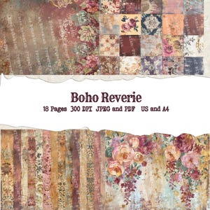 Bohemian Junk Journal Paper | Junk Journal | Mixed Media Journal Pages | Digital Ephemera | Distressed Collage Whimsy | Mandala | Etheric