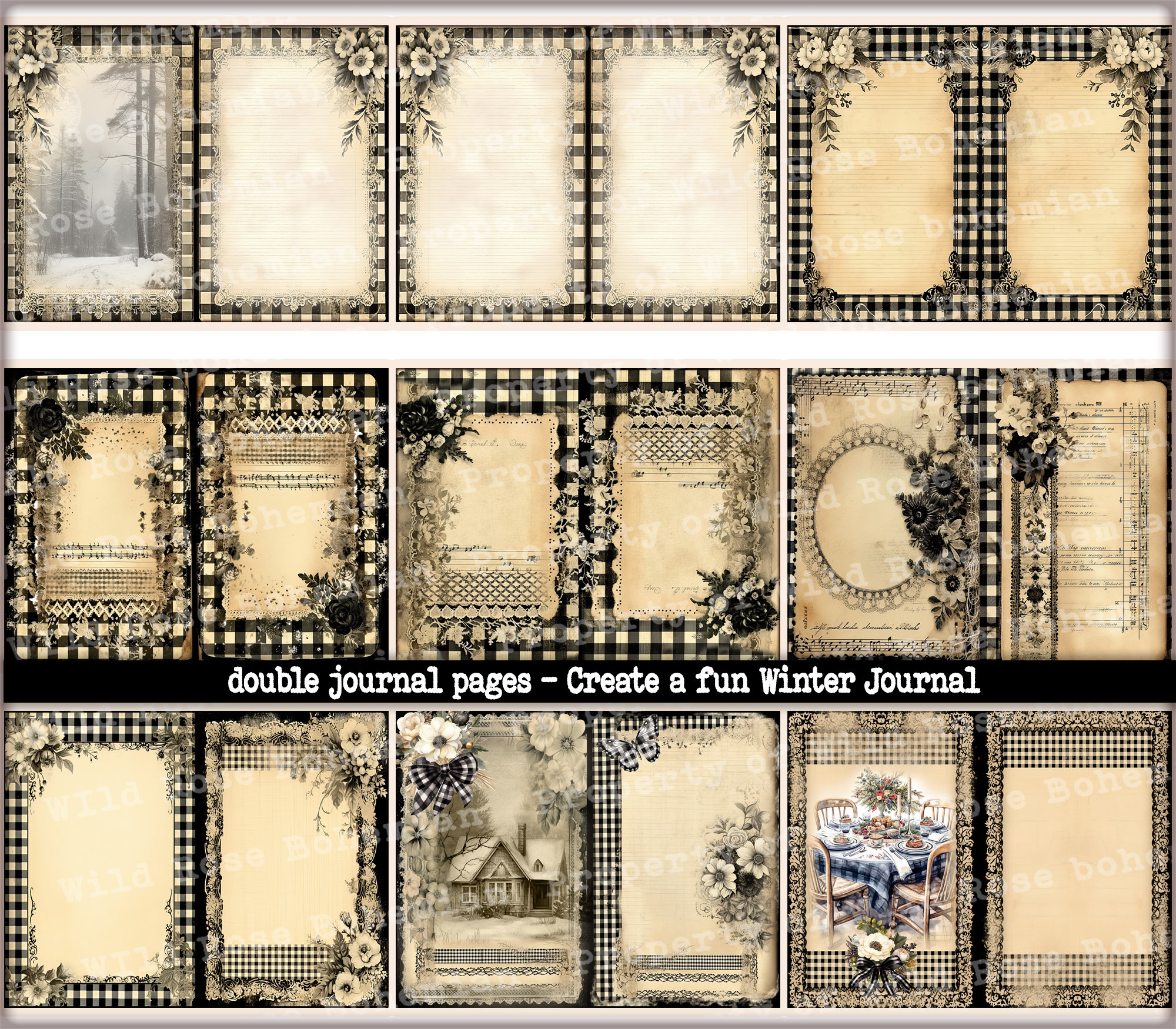 Winter Junk Journal Farmhouse Printable Kit, Farmhouse Ephemera ...