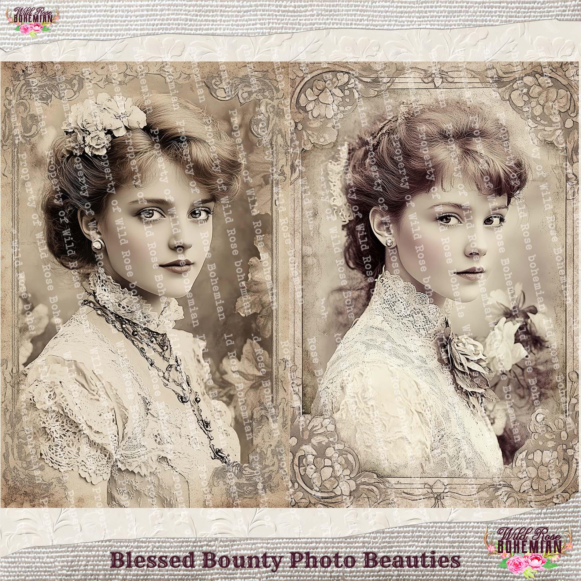 Victorian Portrait Junk Journal Kit, 1880s Vintage Ladies Roses Sheet ...