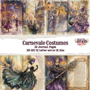 Carnevale, Carnival Printable Paper, Venetian Masks Journal Page, Mardi Gras journal , Large Bundle, Junk Journal Paper, Mardi Gras