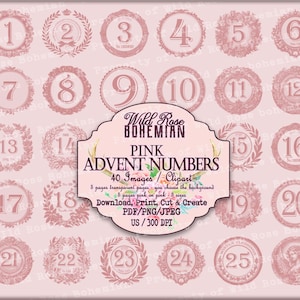 Advent Numbers, Advent Calendar, December Daily Numbers, Vintage Antique Embellishments for Tags and Junk Journaling, Christmas Numbers