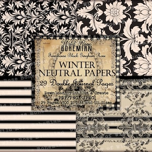 Black and Cream Damask Patterned Digital Printable, Printable classic Designs Paper, Junk Journal Pink Damask Paper Digital,