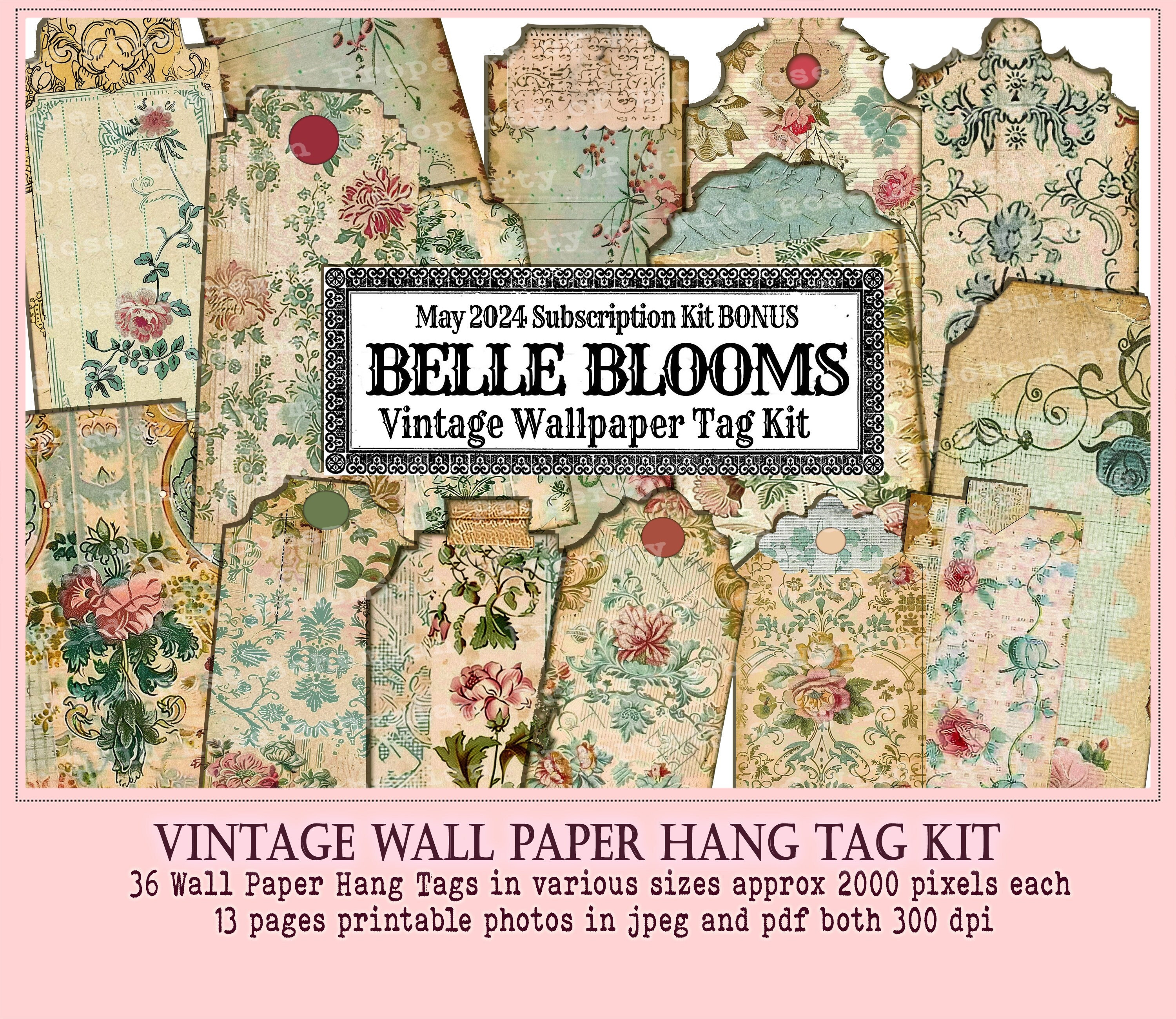 Floral Antique Hang Tag Kit, Shabby Chic Printable Wallpaper, Gift Tags ...