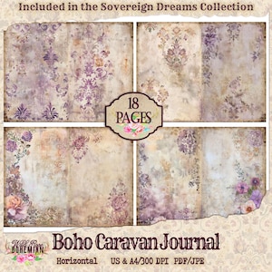 Boho Caravan Junk Journal Paper | Junk Journal Kit | Printable Journal | Digital Paper Ephemera | Distressed Collage |