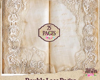 Lace Embossed Art Printable, Embossed Lace Collage Ephemera, Printable Art Paper for Journal Makers and Artists, Junk JOurnal Paper