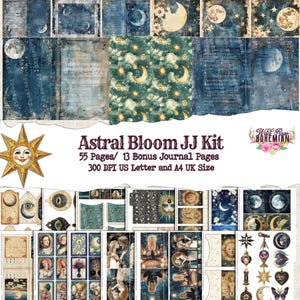 Astral Cosmic Celestial Junk Journal Kit, Ethereal and Star Sun Moon Journal Paper , Ephemera, Astronomy Junk Journal Kit, Printable Pages