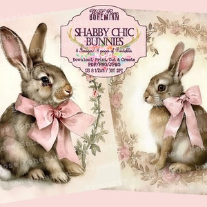 Shabby Chic Bunny Ephemera, Easter Bunny Ephemera, Easter Printable, Bunny Ephemera, Easter Ephemera, Junk Journal Printable Bunny Rabbit