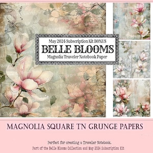 Vintage Magnolia Watercolor Paper: Grunge Floral Printable (PDF)
