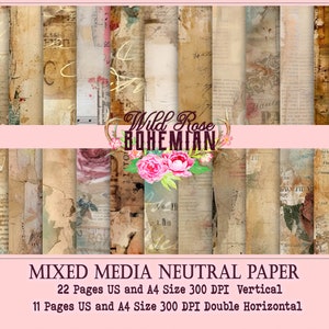 Mixed Media Printable Paper: Junk Journal Kit (Digital Download)
