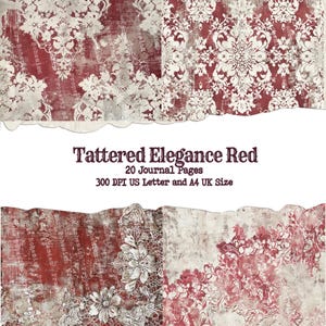 Red Lace Printable Paper, Antique Red Junk Journal Ephemera, Junk Journal Vintage background, Linen and Lace, Printable Lace