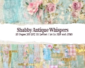 Shabby Chic Journal Pages: Rose Lace, Scripted Vintage Paper, lace script scrapbooking pages, printable paper, antique vintage grunge