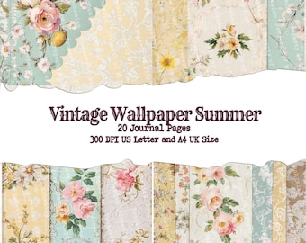 Pastel Spring Vintage Wallpaper Paper & Antique Floral Pastel Journal Artist Pages Distressed Digital Printable Scrapbook PDF JPEG