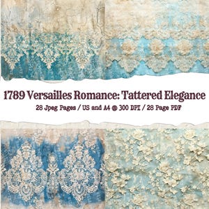 French Blue Lace Paper: Versailles Romance Digital Kit (PDF)