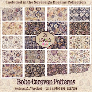 Bohemian Pattern Paper | Seamless Pattern | Digital Paper Ephemera | Bohemian | ALchemist  | Artist Journal | Gypsy