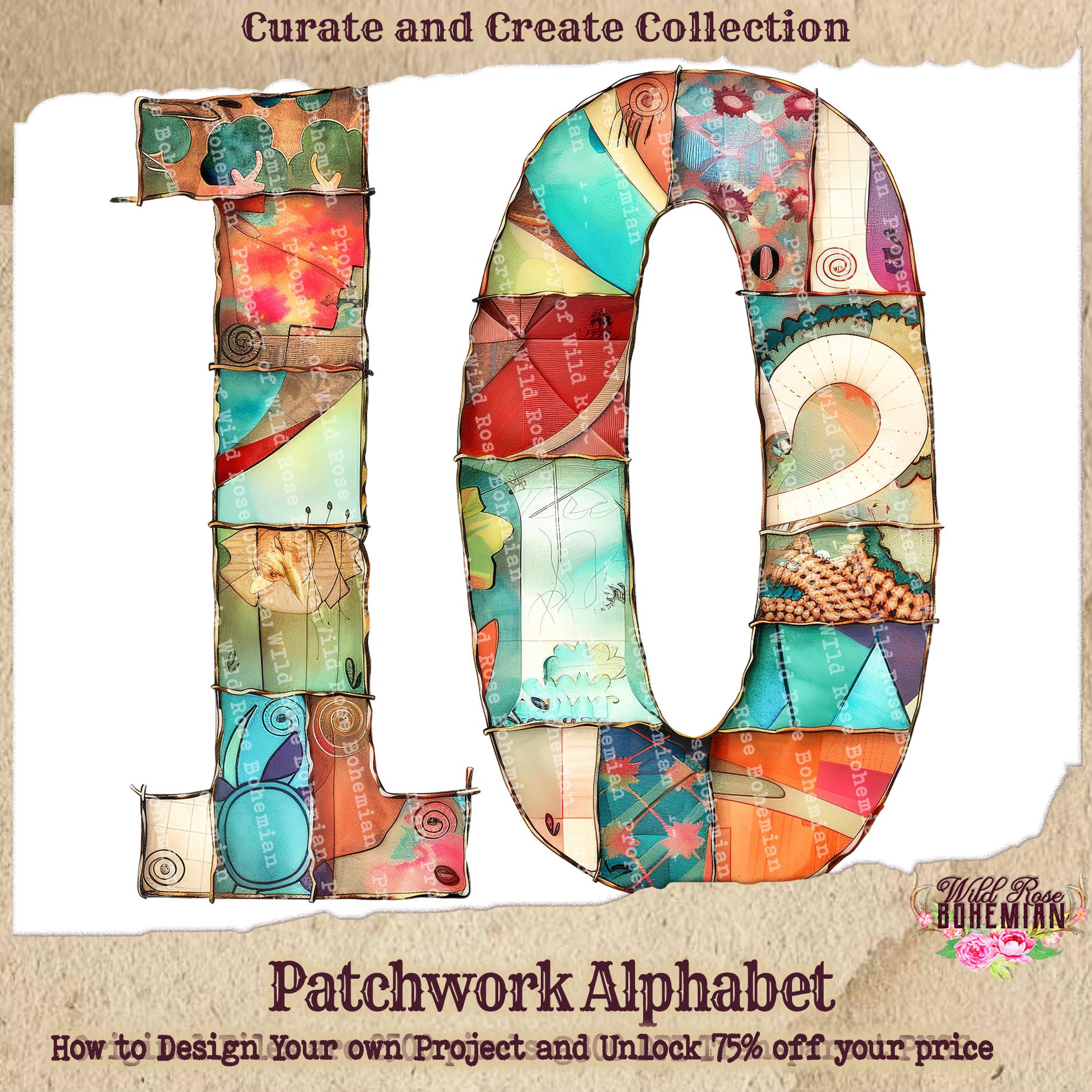 Quilted Alphabet Scrapbooking PNG Files, Patchwork Alphabet PNG ...