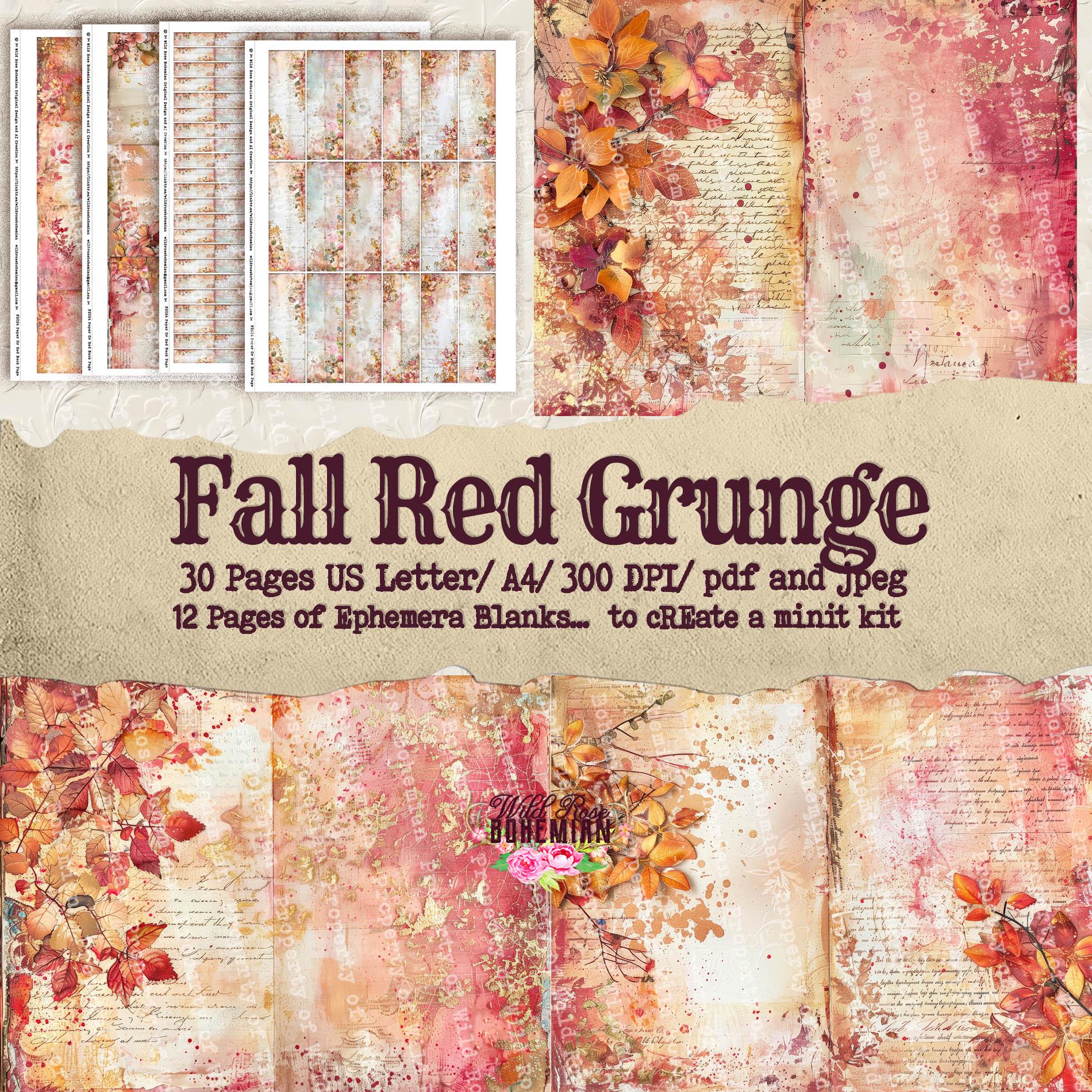 Fall Junk Journal Paper: Autumn Forest Collage, Mixed Media 