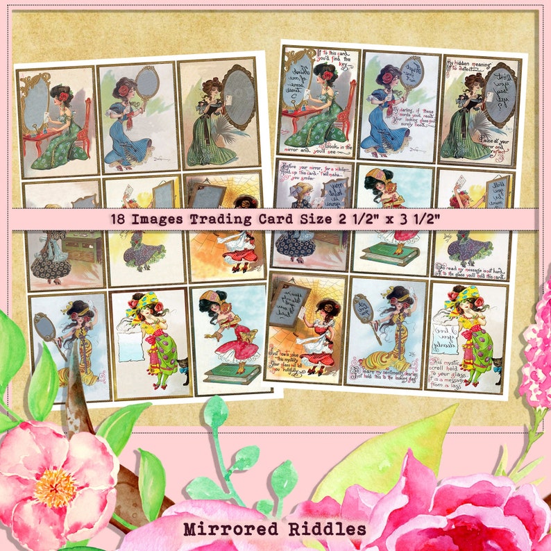 Fortune Teller Mirrored Riddle Printable Ephemera Vintage Etsy