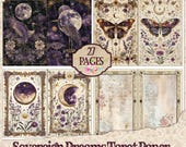 BOho ephemera scrapbooking paper, Bohemian Tarot Card Printable: Sovereign Dreams Ephemera, collage fodder, atc cards, boho ephemera, junk
