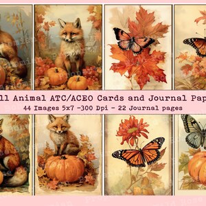 Fall Forest Animals Junk Journal Cards and Paper,  Fall Junk Journal Cards, Fall Animals Journal Ephemera, Fall Junk journal Ephemera