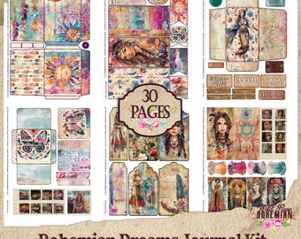 Bohemian Junk Journal Kit: Distressed Collage Ephemera (Digital Download)