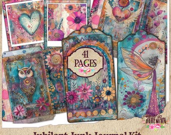 Whimsical Rainbow Junk Journal Kit: Collage Art Ephemera (Digital Download)
