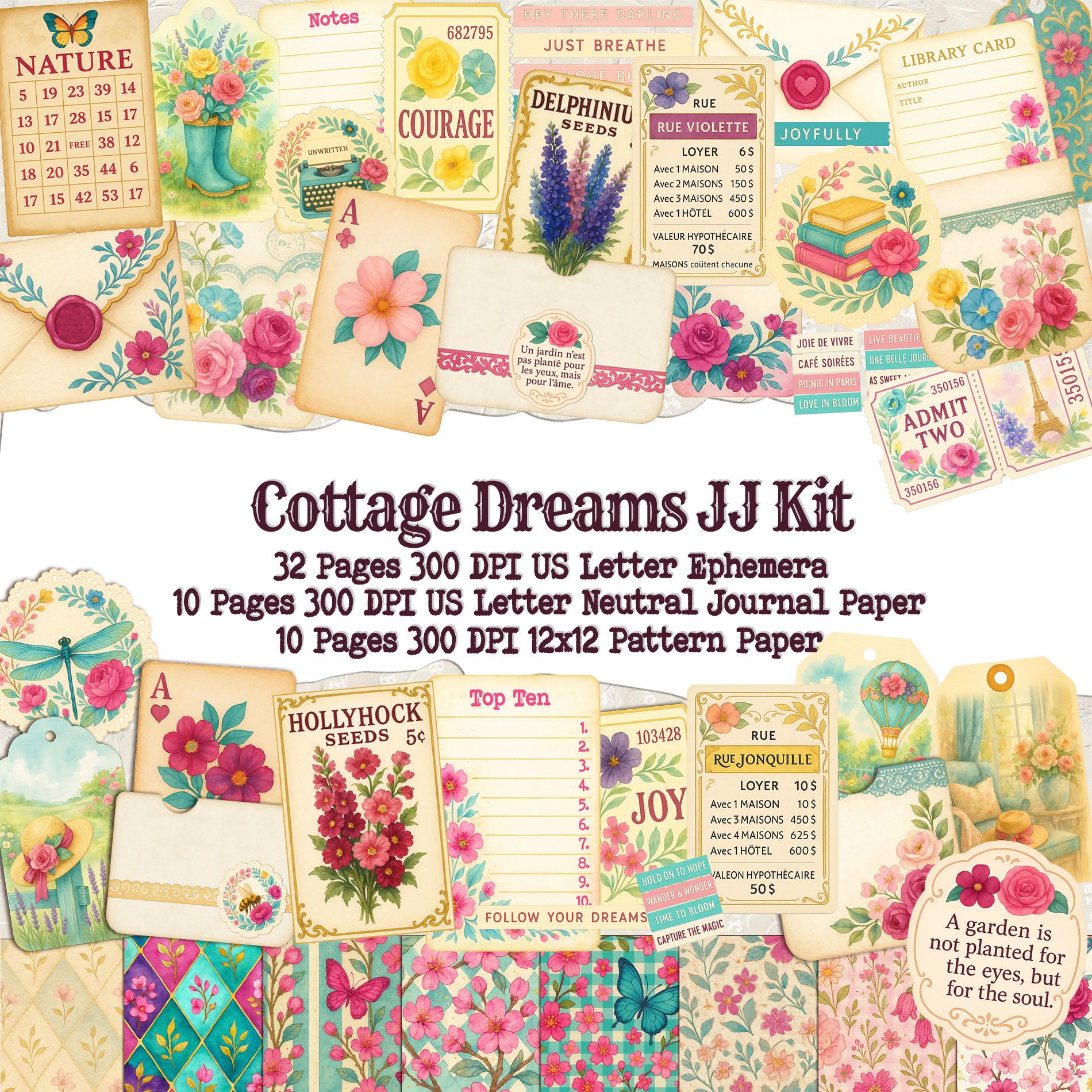 Cottage Garden Junk Journal Kit: French Summer Ephemera (Digital Download)