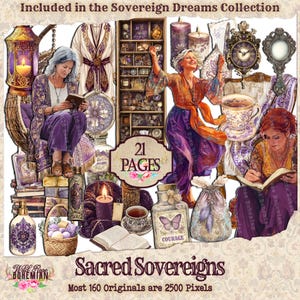 Sacred Sovereign Clipart and Fussy Cuts, Self Care Clipart, Hygee CLipart, Fall Retreat Clipart, Fall Spa Transparent pngs and fussy cuts