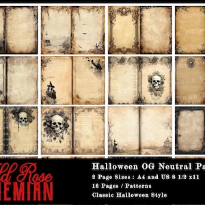 Halloween Junk Journal paper, Classic Halloween Paper, Black Cat, Raven, Skull Classic Halloween Paper, Halloween Junk Journal Paper Classic