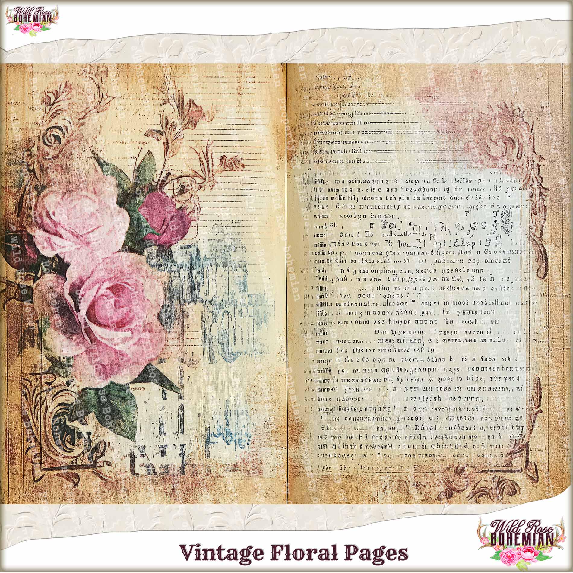 Vintage Floral Printable Paper: Junk Journal Pages (digital Download ...