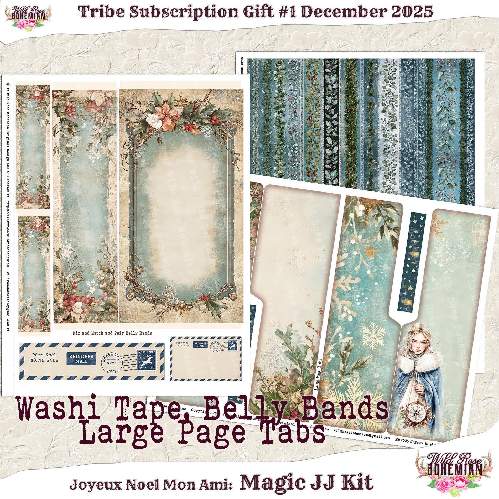 Winter Blue Christmas Fantasy Wonderland Junk Journal Kit, Printable ...