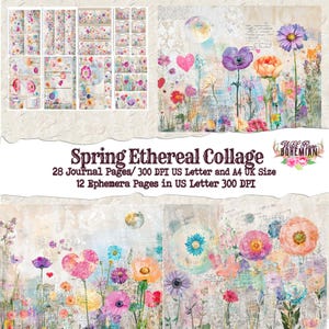 Mixed Media Junk Journal Kit | Junk Journal |Collaged Floral Mixed Media Journal  | Digital Ephemera | Distressed Collage  | Art Journal