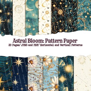 Universe, Celestial Pattern Paper | Junk Journal | Printable Journal Pages | Digital Paper Ephemera | Distressed Collage Paper