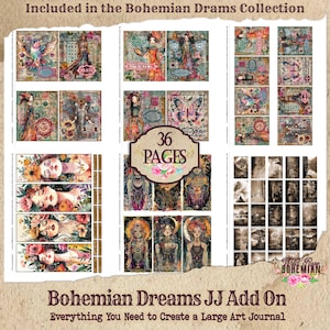 Boho Printable Journal  | Bohemian Junk Journal Kit | Printable Journal Page | Digital Paper Ephemera | Distressed Collage | Bohemian Dreams