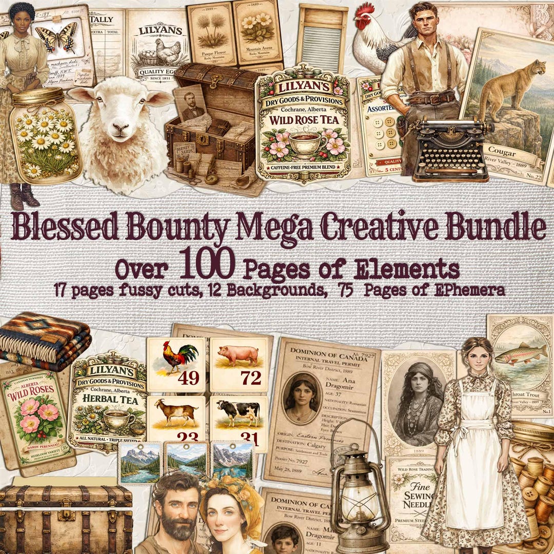 Farmlife Printable Craft Junk Journal Kit, Shabby Chic Scrapbook ...
